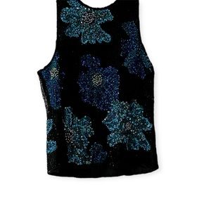 Lawrence Kagan Floral Sequin Tank